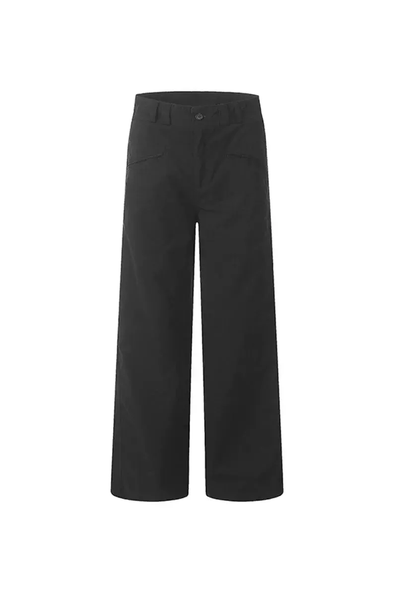100 Cotton Low-waist Wide-leg Pants with Pockets
