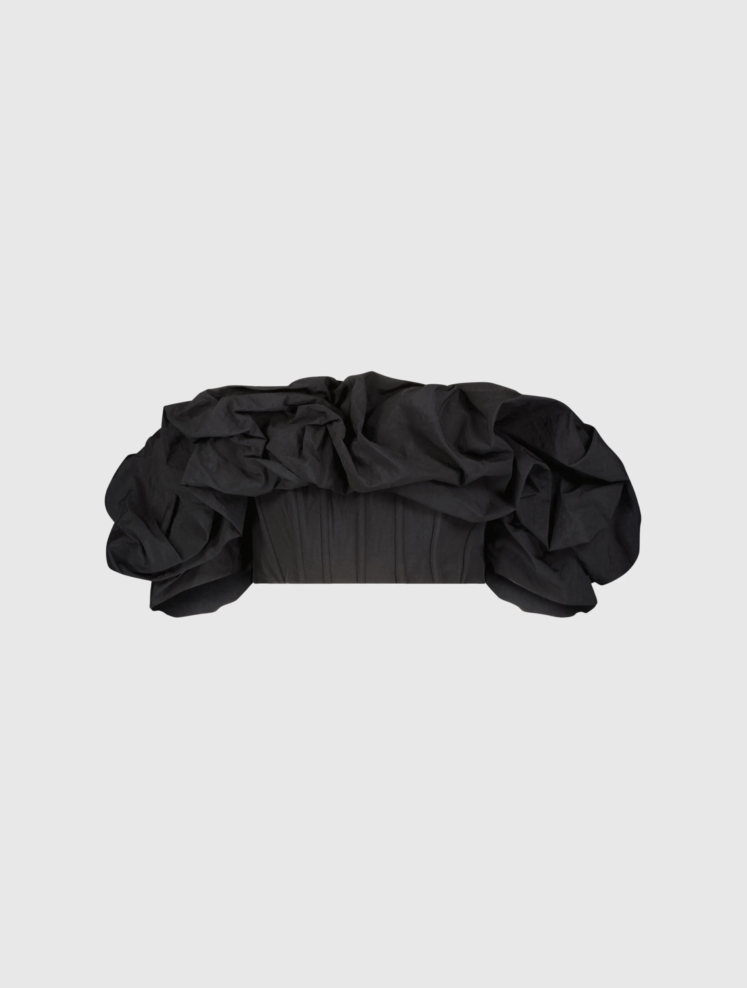 Black Faille Off The Shoulder Bustier Ruffle Top - FINAL SALE