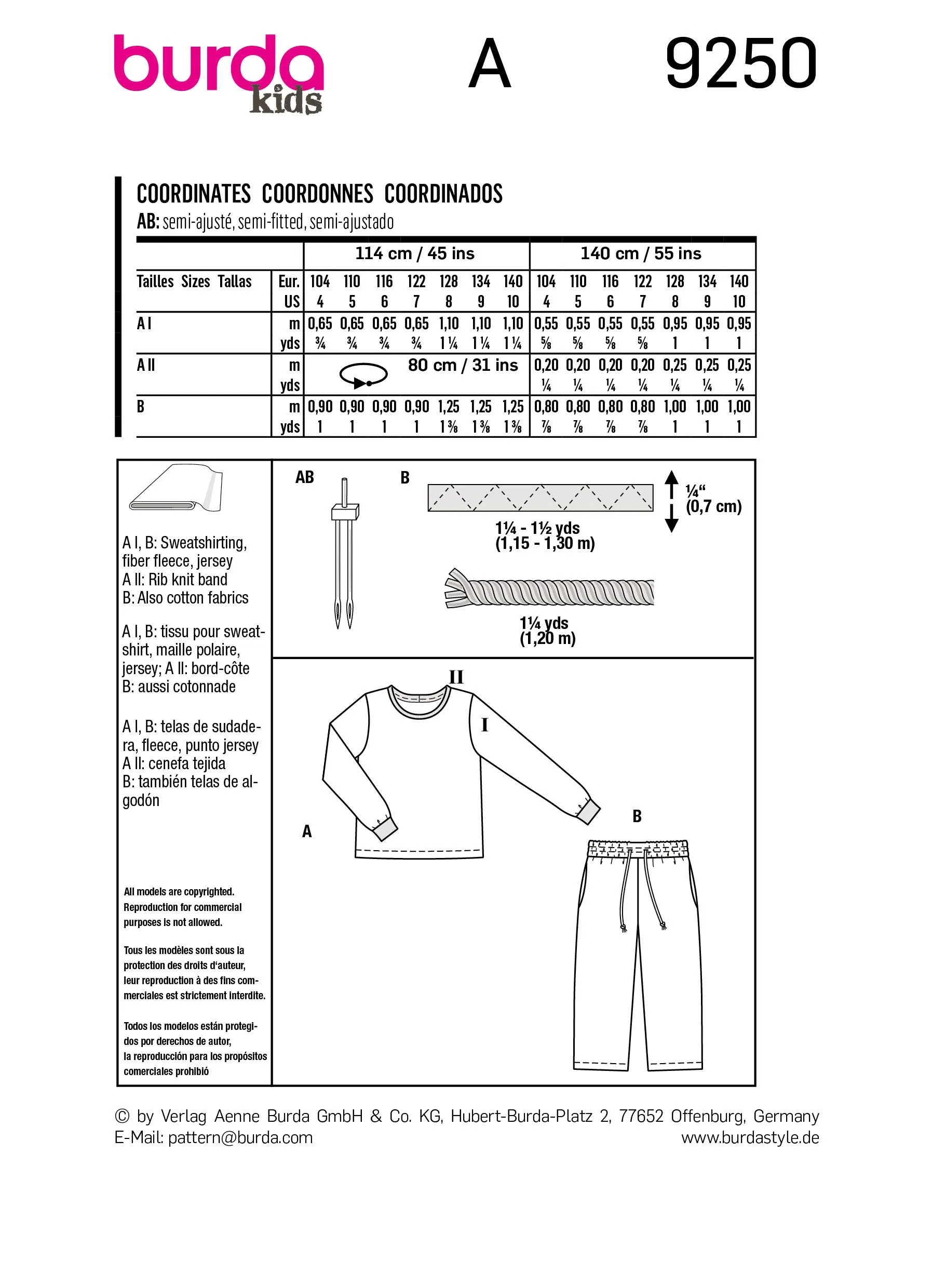 Burda - 9250  Set Kids