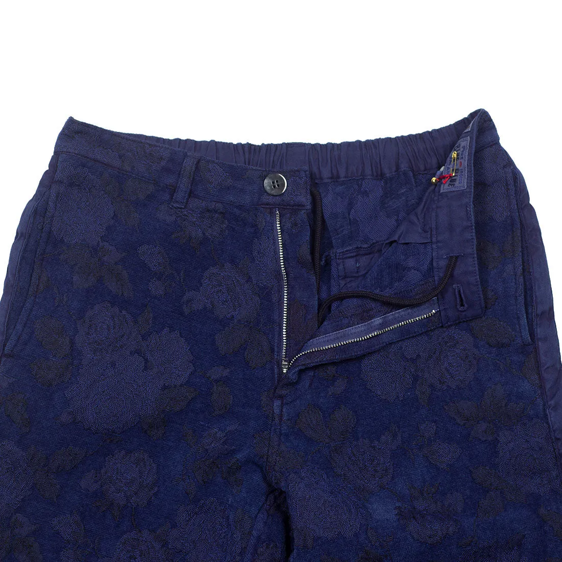 Easy pants in hand-dyed indigo Gobelin paisley cotton tapestry fabric