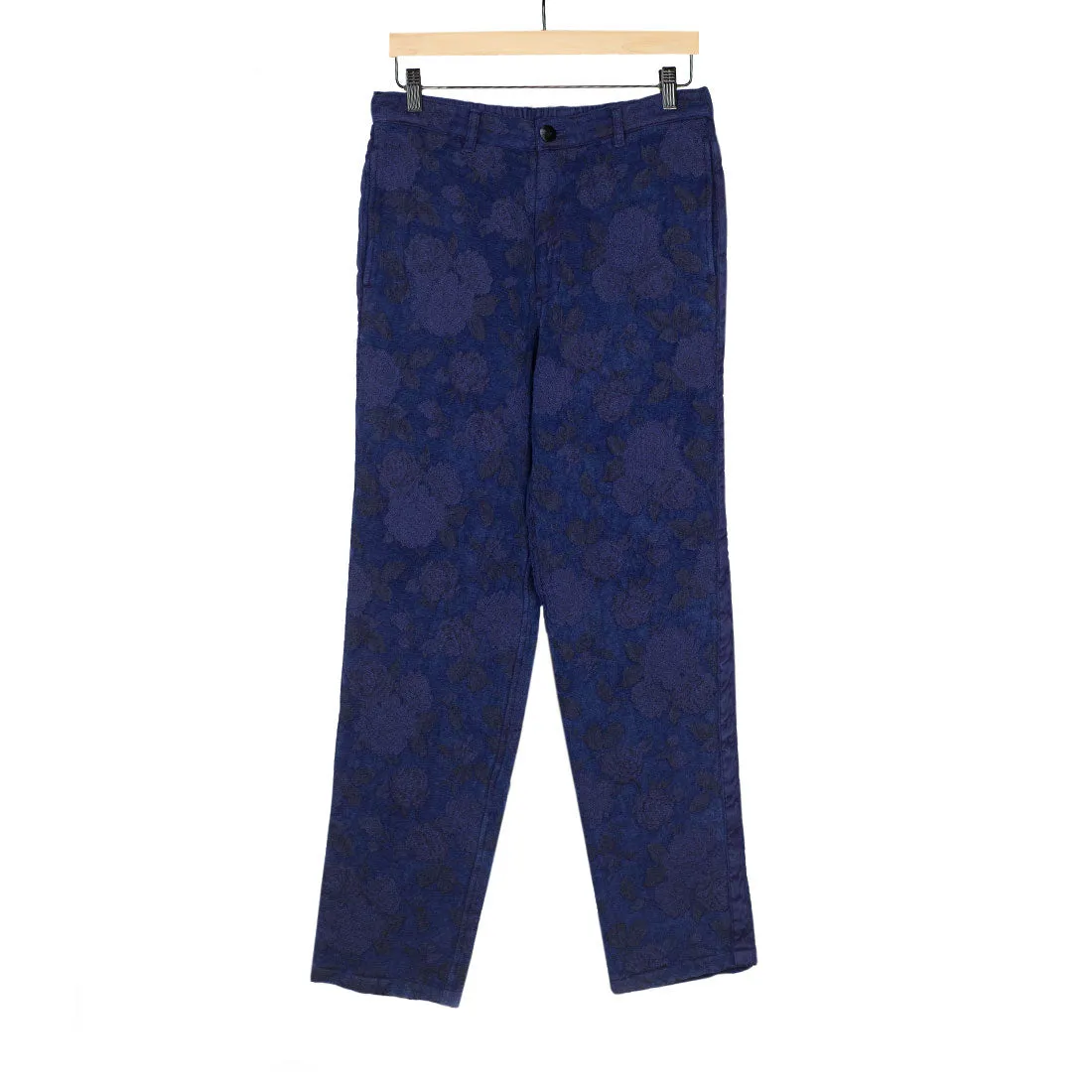 Easy pants in hand-dyed indigo Gobelin paisley cotton tapestry fabric