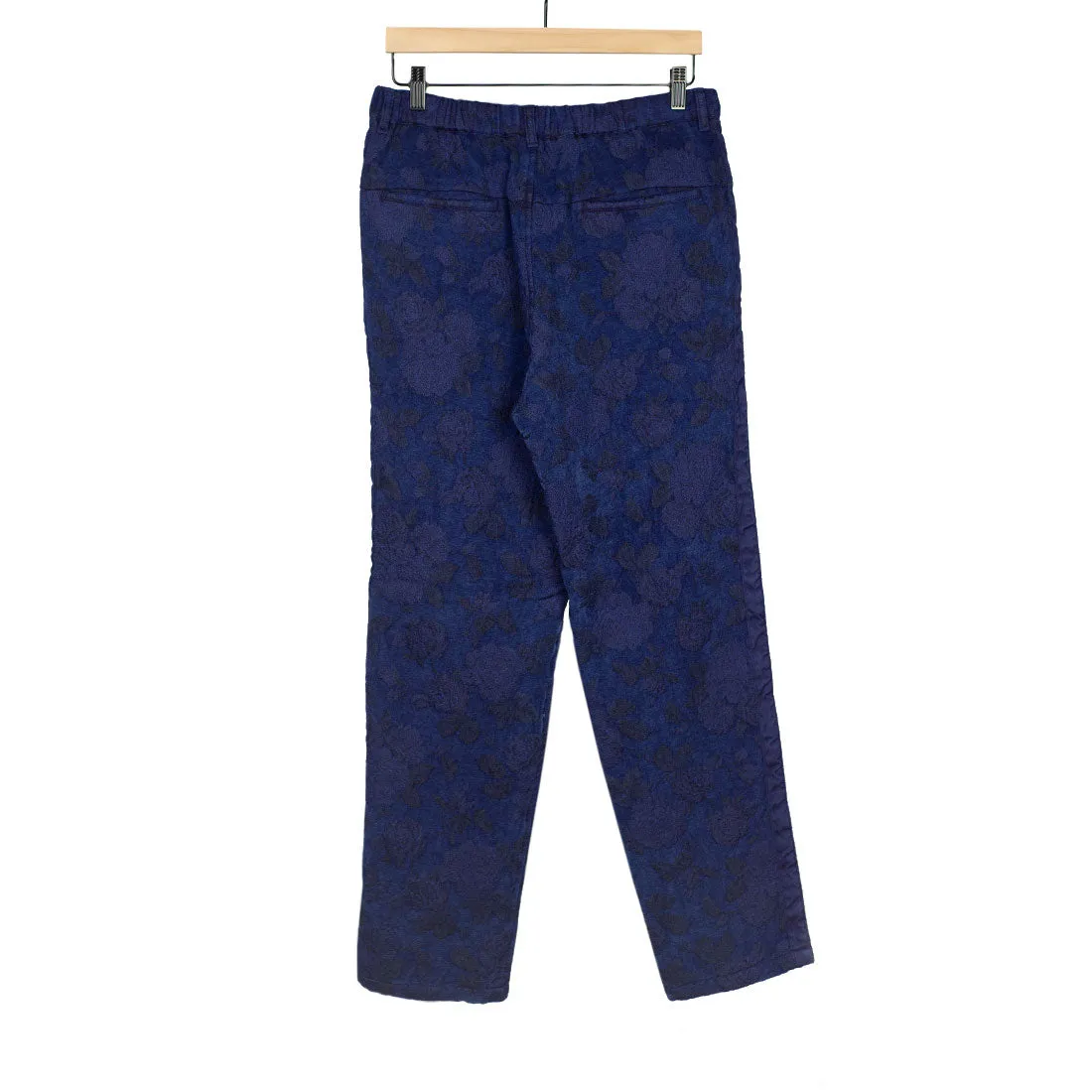 Easy pants in hand-dyed indigo Gobelin paisley cotton tapestry fabric