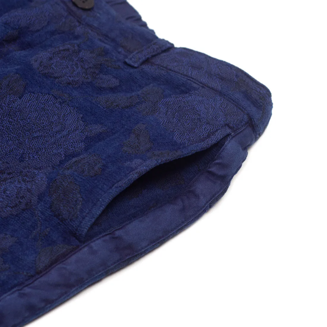 Easy pants in hand-dyed indigo Gobelin paisley cotton tapestry fabric
