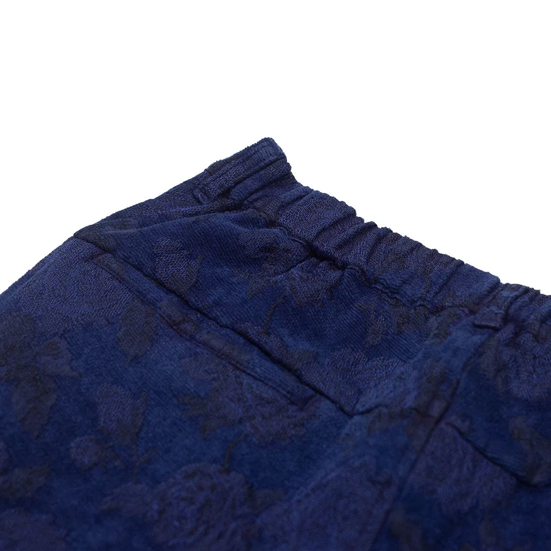 Easy pants in hand-dyed indigo Gobelin paisley cotton tapestry fabric