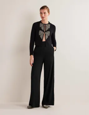 Fluid Wide Leg Trousers-Black