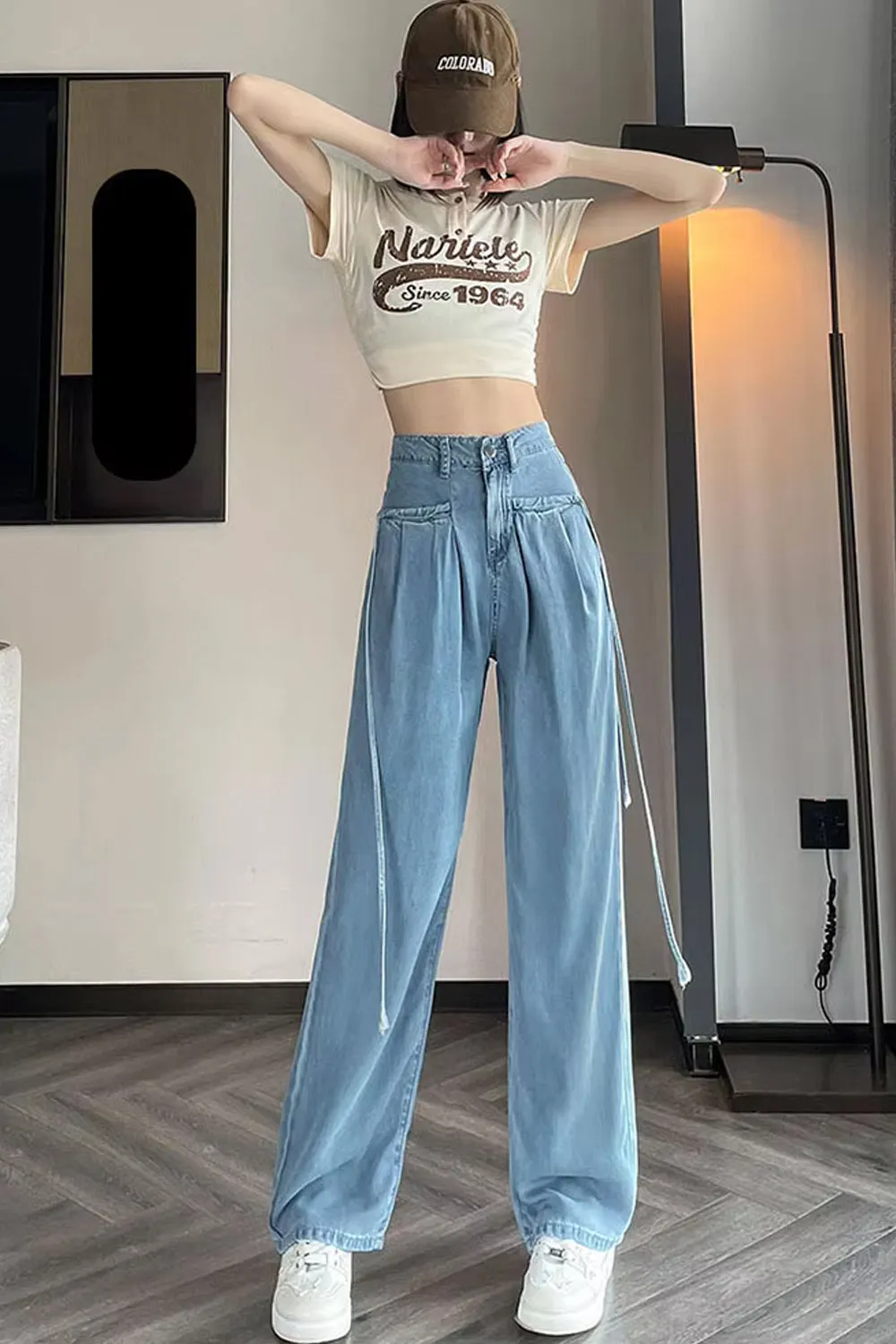 Flytonn-cute winter outfits casual winter outfits christmas outfit party look inspos High Waist Cute Drawstring Long Jeans Pants