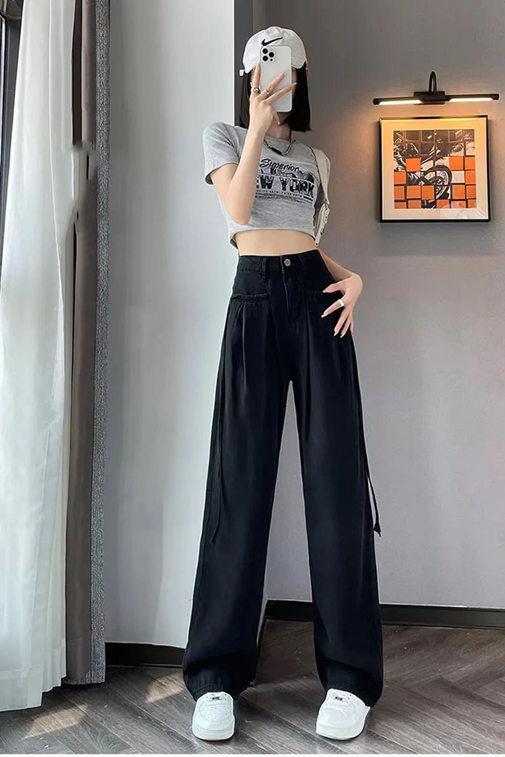 Flytonn-cute winter outfits casual winter outfits christmas outfit party look inspos High Waist Cute Drawstring Long Jeans Pants