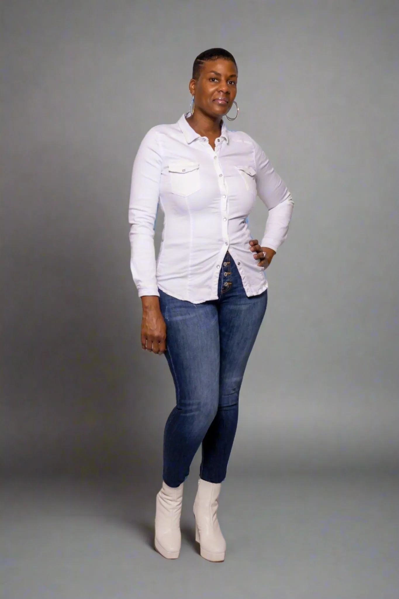High Rise Curvy Denim (Dark Blue)