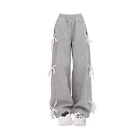 Jasmine Grey Lace Lace-up Pants