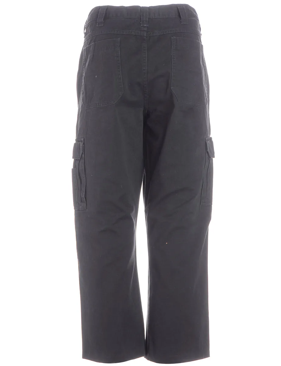 Label Black Cropped Cargo Trousers
