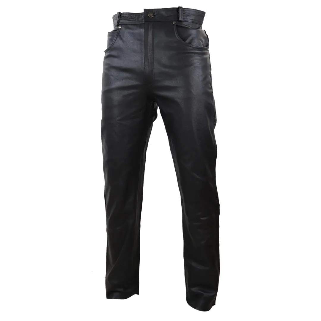 Men's Leather Jeans Hide Trousers Biker Racing Classic