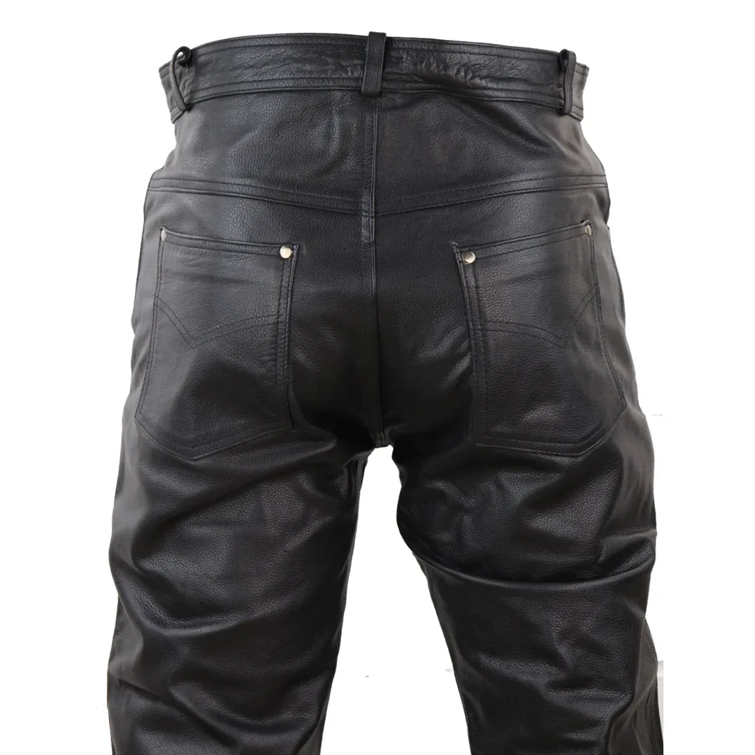 Men's Leather Jeans Hide Trousers Biker Racing Classic