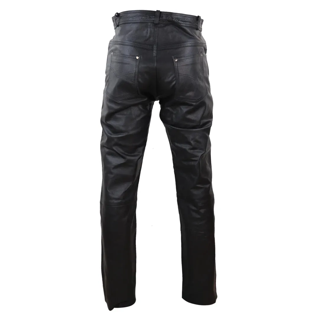 Men's Leather Jeans Hide Trousers Biker Racing Classic