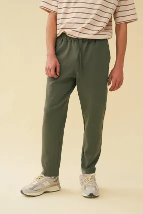 OLIVE TEXTURED COTTON TROUSERS
