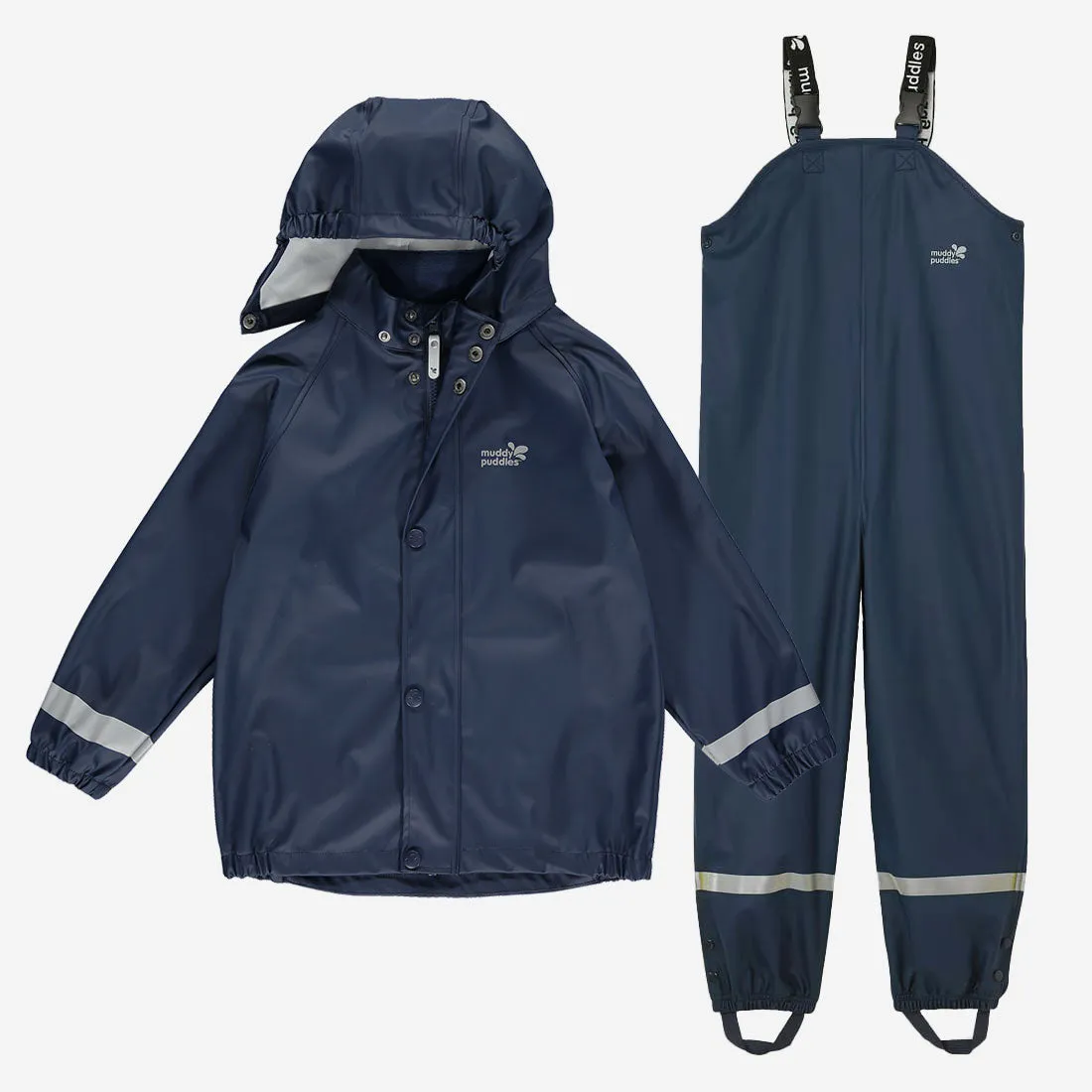Rainy Day Waterproof Jacket and Dungarees Set Navy