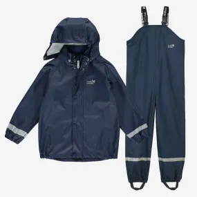 Rainy Day Waterproof Jacket and Dungarees Set Navy
