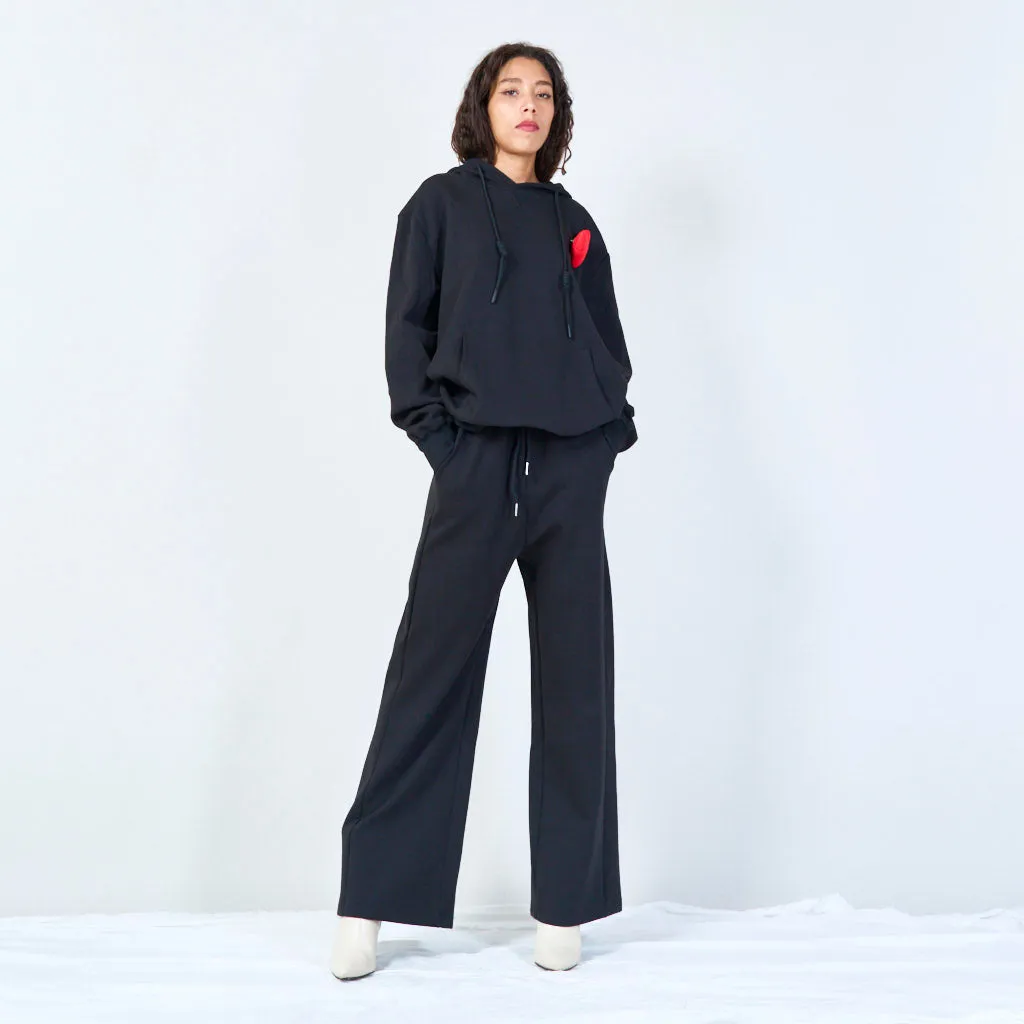 Relaxed wide-leg pants with drawstring wholesale