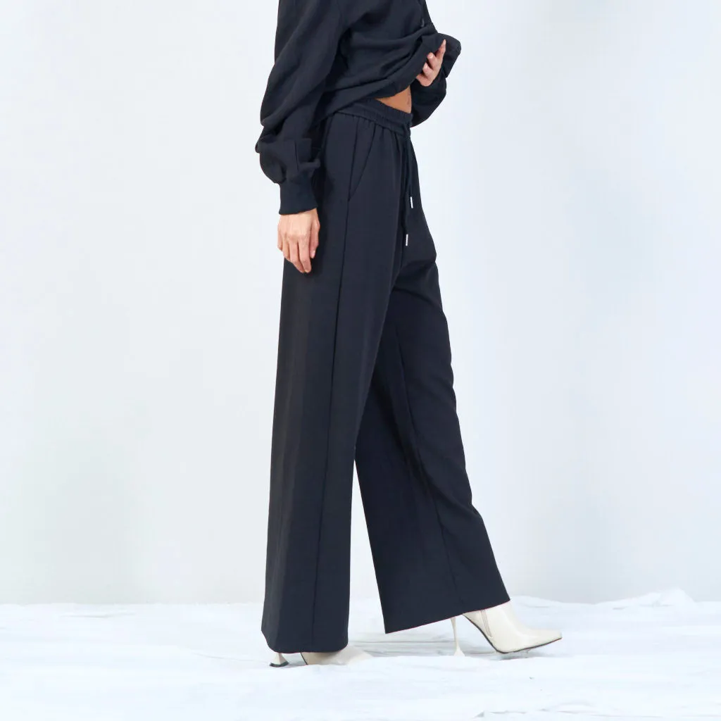 Relaxed wide-leg pants with drawstring wholesale
