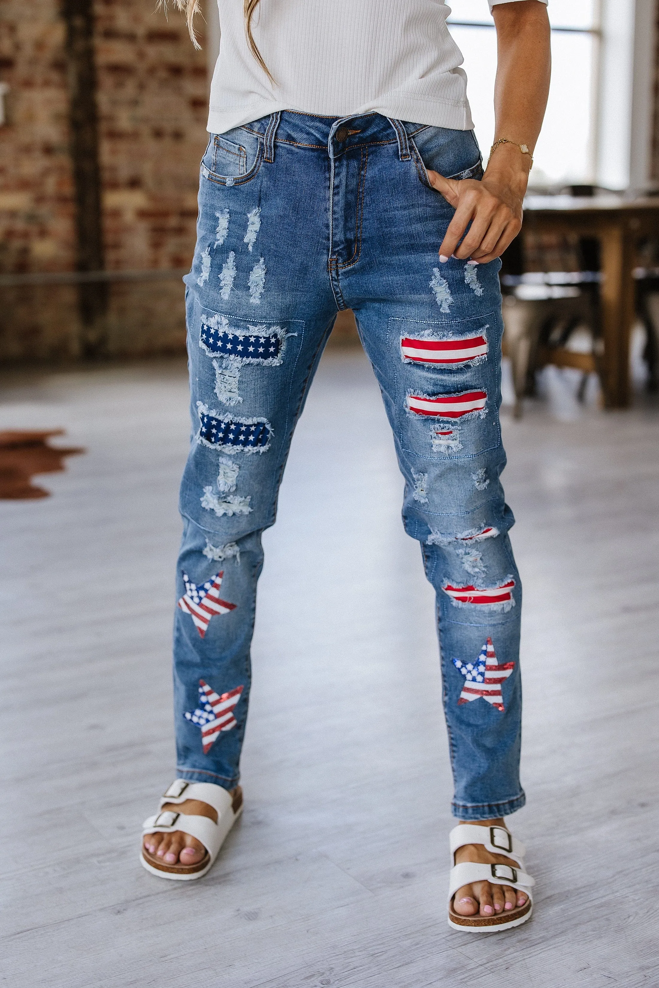 SALE - Star American Flag Ripped Jeans | S-XL