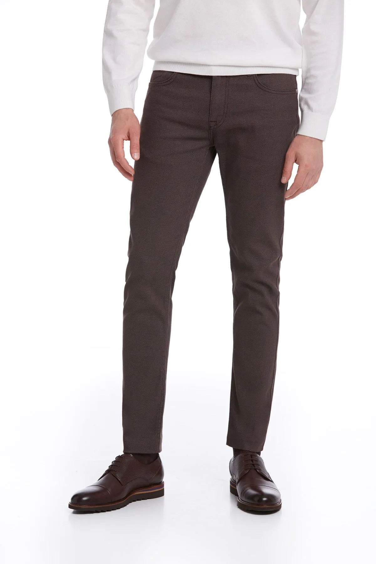 Slim Fit 5 Pocket Gray Cotton Casual Pants