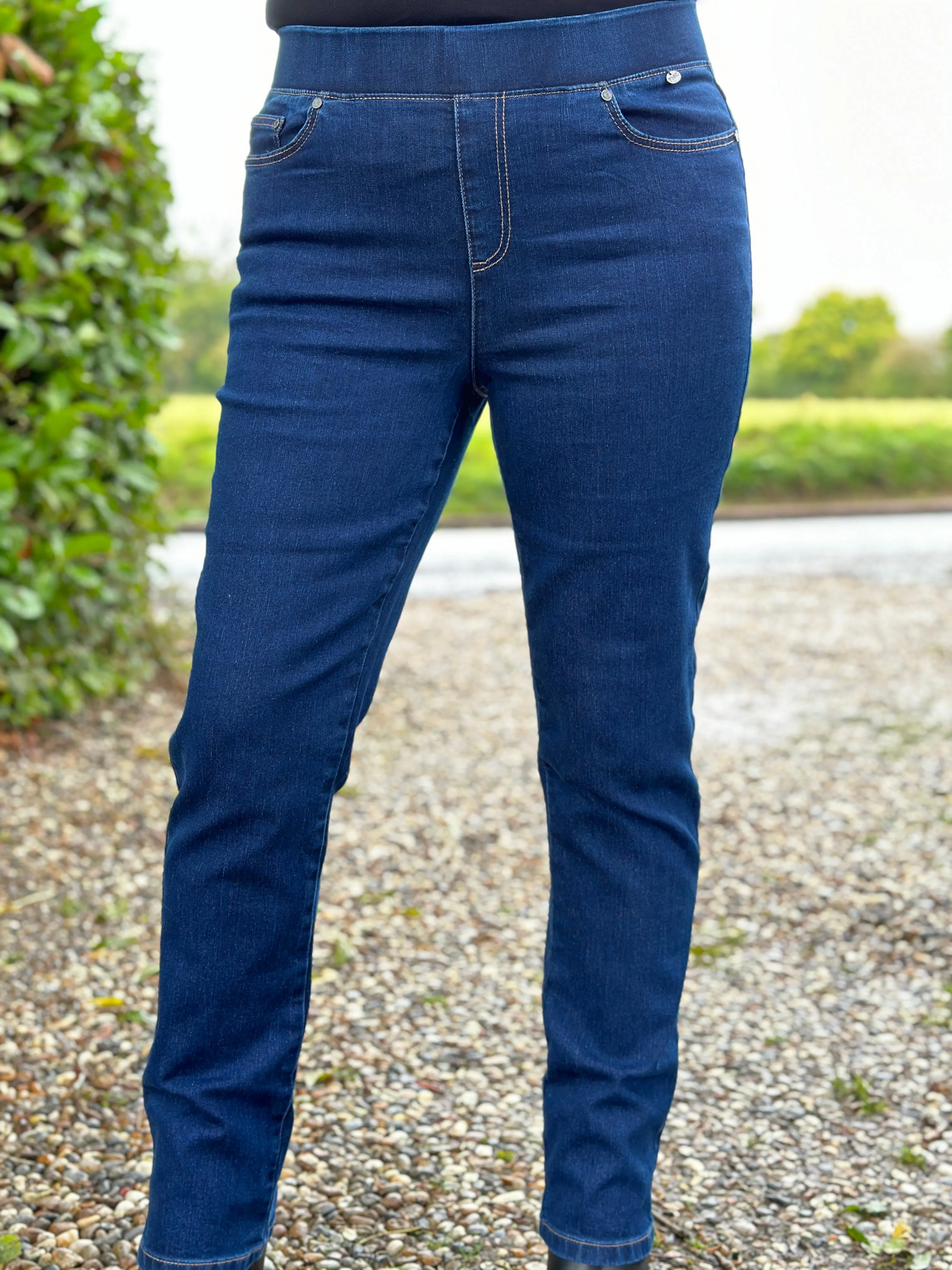 Super-Stretch Casual Pull-Up Jeans - PINNS 436T | Indigo Denim
