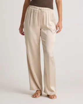 Washable Silk Drawstring Wide Leg Pants