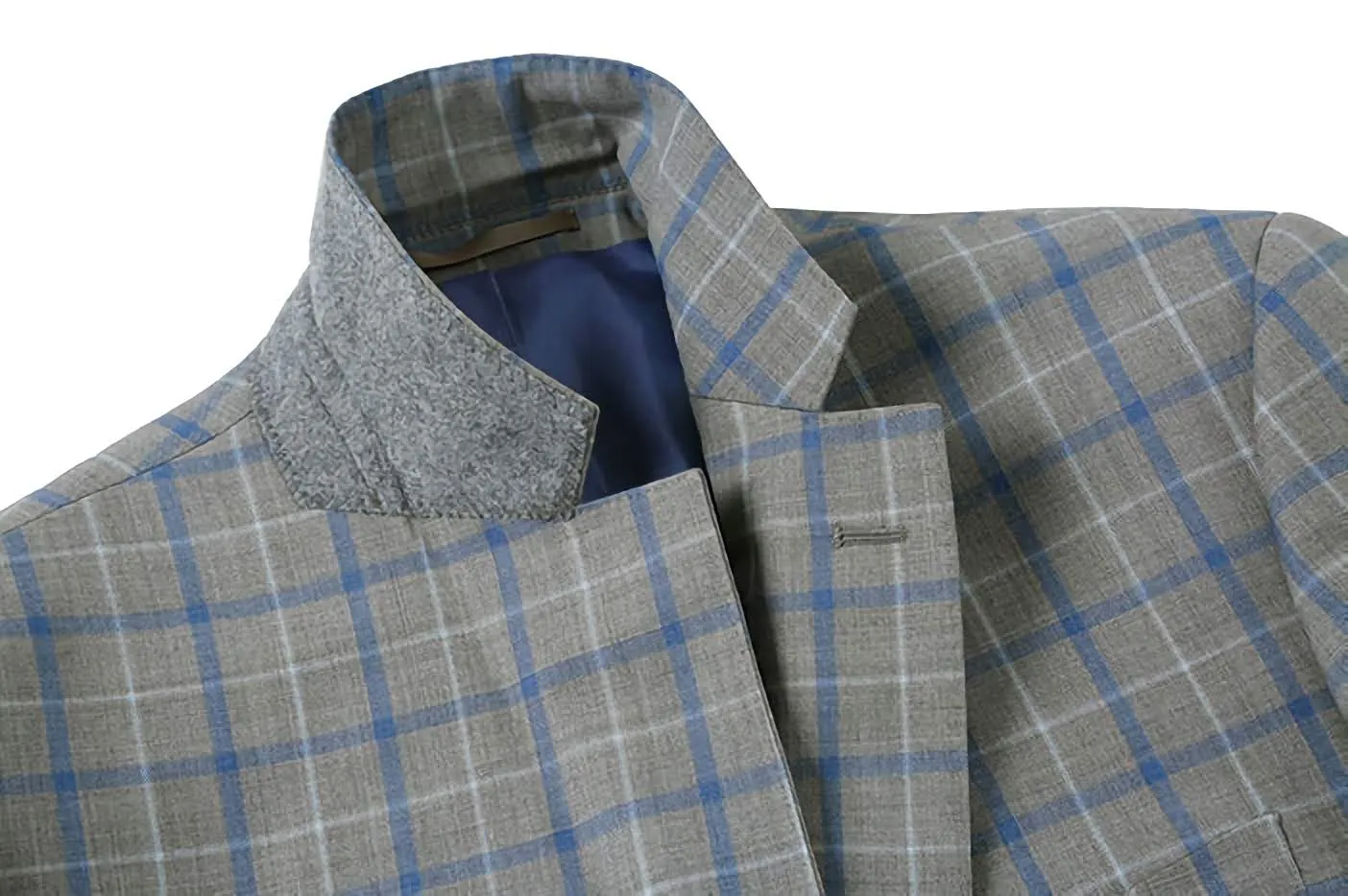 Wool Regular Fit 2 Piece Windowpane Dress Suit in Gray