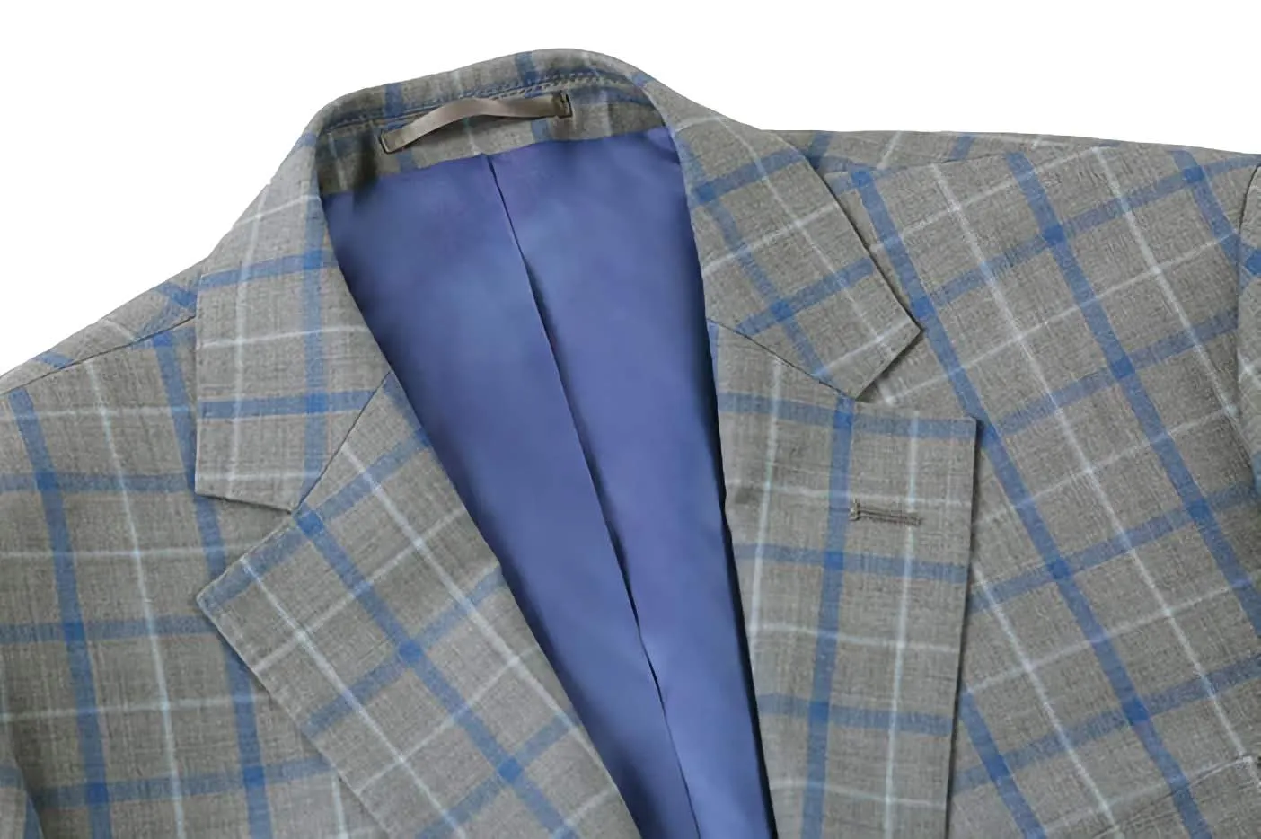 Wool Regular Fit 2 Piece Windowpane Dress Suit in Gray